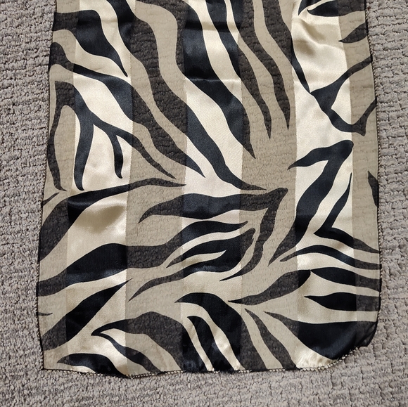 Silk Feel Animal Print Scarf - Opaque and Sheer Stripes - EUC - Picture 2 of 3